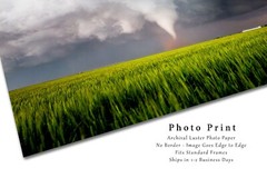 Storm Photography Print – Picture of Tornado Over Wheat Field in Texas