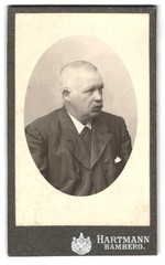 Photograph Hartmann, Bamberg, elderly man in suit CDV/Cabinet Photo