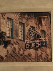 Charleston SC French Quarter Queen & Church St Sepia Photo Custom Framed Art EUC