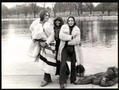 Photograph American Model Donyale Luna with Friends at a Lake in Fur