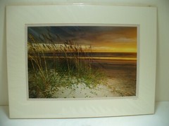 MATTED PHOTOGRAPHY Sunset Beach Ocean Waves by Clark Wheeler 16×12 Color Photo