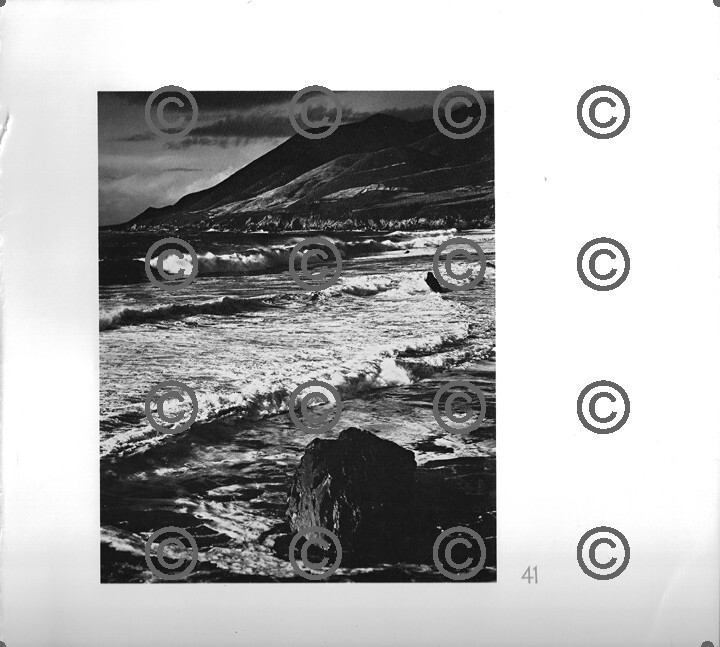 BOOK PLATE B&W Photo MORLEY BAER Winter Storm Garrapata / Garrapata Rock 9X9.5″