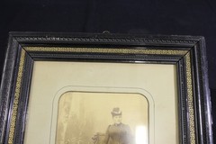 19th Century German Photo of Woman & Dog in Original Mat & Frame 18″