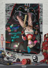 HARLEY QUINN Suicide Squad SEXY MARGOT ROBBIE DC Comic A3 Signed Print Graffiti