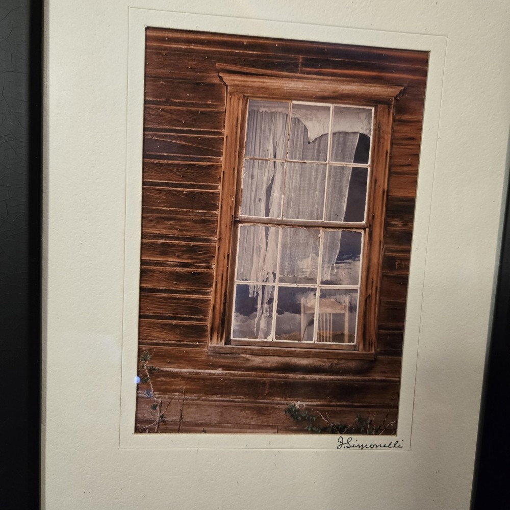 J Simonelli Signed Matted Framed Photo Rustic Window, Architectural Vtg 80s 90s