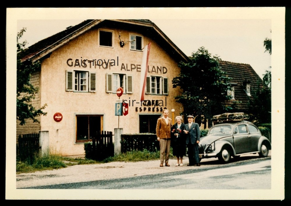 Salzburg 1961 – Gasthof Alpenland with VW Beetle Car Vehicle – 1960s – Photo 11x8cm