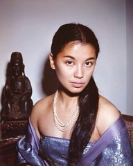 France Nuyen Glamour Portrait in off shoulder purple gown 16×20 Color Poster