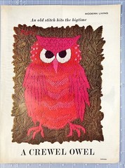 A Crewel Stitched Owel Print/Picture from LIFE Magazine March 15, 1963