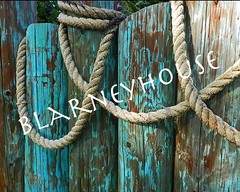 GORGEOUS PHOTO OF WEATHERED PRIMITIVE AQUA PILINGS & NAUTICAL ROPE! HAWAII!