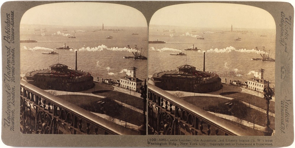 US USA New York Castle And Statue Of The «Liberté» 1902 Photo Stereo