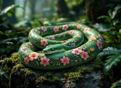 Floral Snake Beautiful Digital Art Transparent Download PNG File