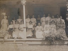 Steinhaus Family Photo Ladies Vtg Orig. 1910s 20s Sepia Tone Porch Photograph