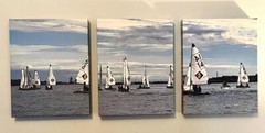 sailboats sailing sail boats Maine Casco Bay 3 panel canvas triptych original