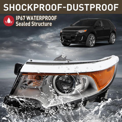 Duolctarms Halogen Headlight Headlamp Assembly Compatible for 2011-2014 Ford Edg