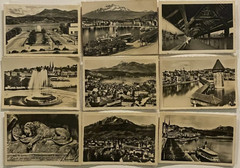 VINTAGE PHOTOS – Lucerne Switzerland – Kapell Bridge, Lion Monument, Hof Church