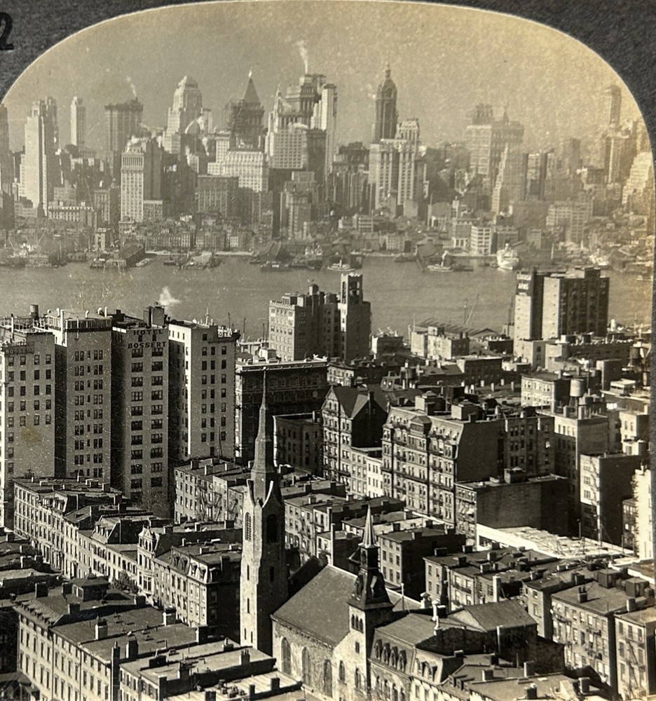Tirage Original C1910 Stereo Vintage Photo From New York Lower Manhattan