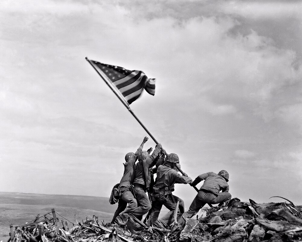 Flag Raising at Iwo Jima, New Restored Satin Finish World War II Photo – 5 Sizes