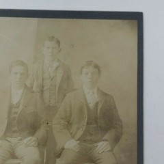 Antique Cabinet Card Photograph- Three teenage boys sitting and standing in suit