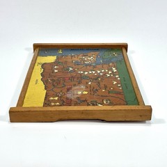 VTG Hand-Painted 1950’s Washington State Map Wood Wall Art / Serving Tray