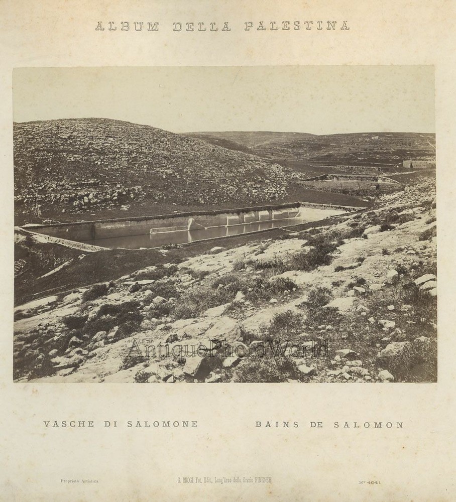 Solomon’s Pools Bethlehem Israel Palestine antique art photo by Brogi