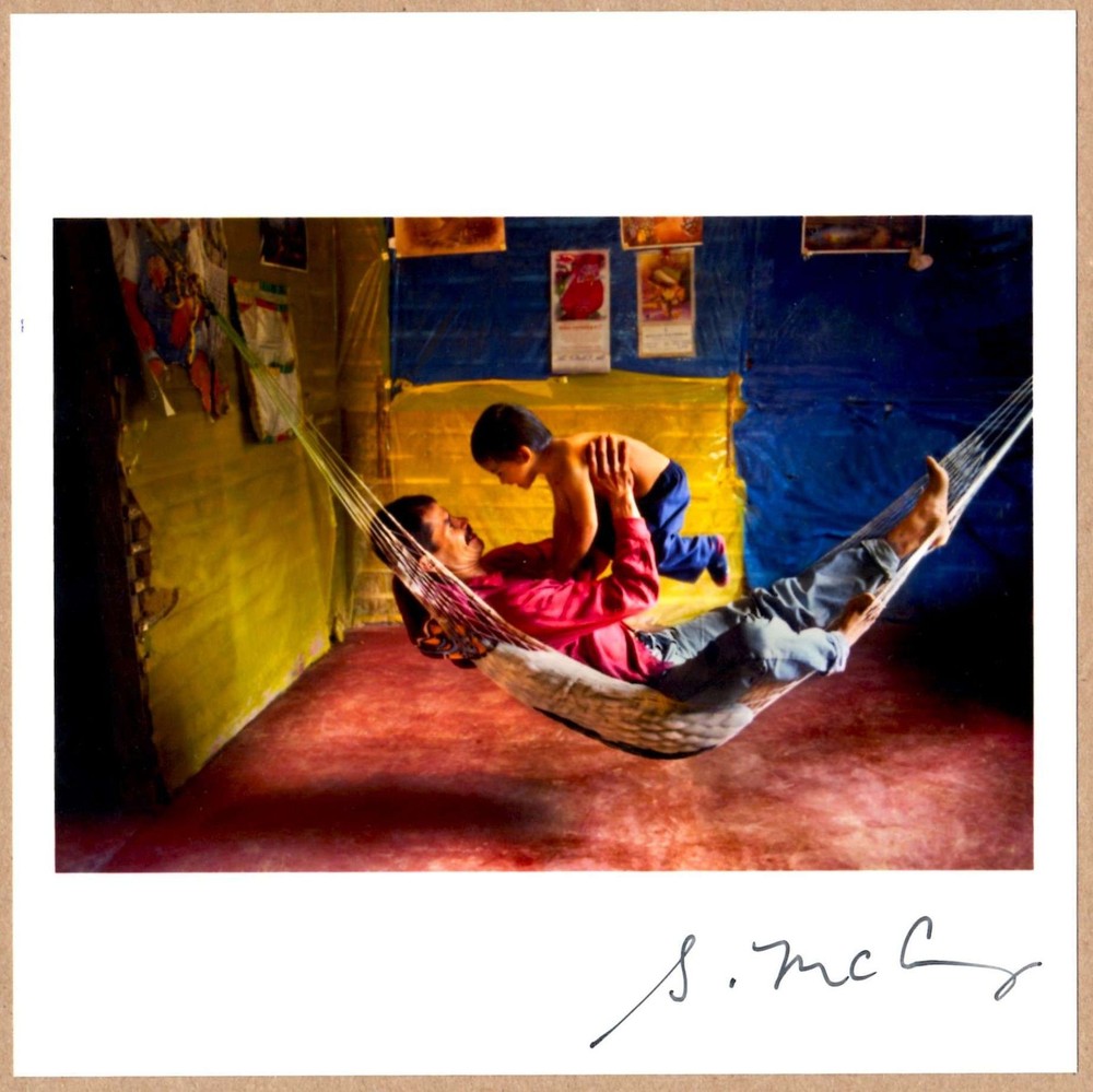 SIGNED STEVE MCCURRY FATHER & SON IN A HAMMOCK LTD 6 x 6 MAGNUM ARCHIVAL PRINT