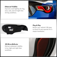 LED Streak Tail Lights Pair for FRS BRZ (Black)