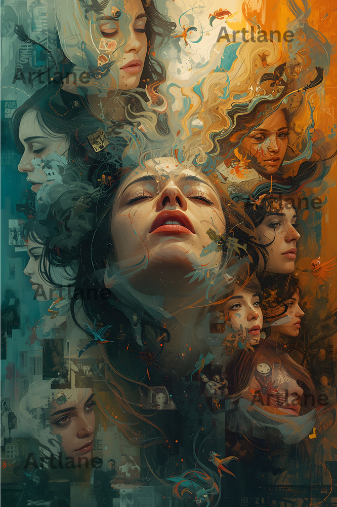 Abstract Emotional Portrait Collage Wall Art Decor | Digital Image Wallpaper