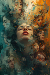Abstract Emotional Portrait Collage Wall Art Decor | Digital Image Wallpaper