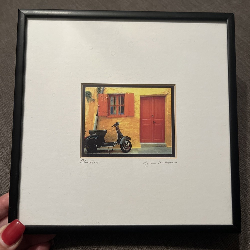 Photo Art Jim Nilsen – colorful Black framed picture «Rhodes» Signed 7×7 Approx