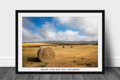Country Photography Print – Picture of Hay Bales on Open Prairie in South Dakota