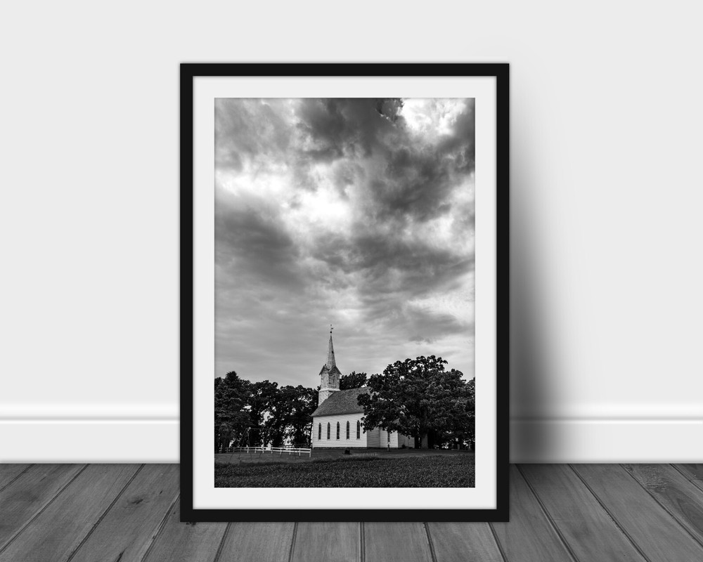 Old Iowa country church photography print religious wall art picture home decor