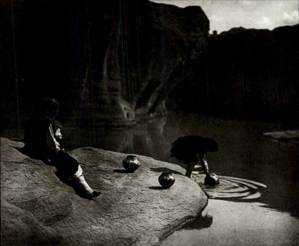 1972 Original Edward Curtis Keres Indians at Old Well Acoma Art Photo Gravure