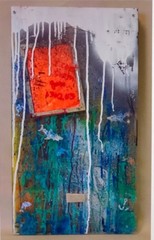 ABSTRACT MIXED MEDIA PAINTING LAYERED ACRYLIC/LUCITE DOUBLE SIDED GRAHAM CALAM