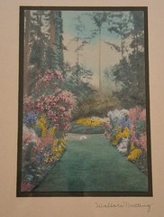 Cottage Garden Wallace Nutting Hand-tinted Photograph, BRILLIANT Unfaded Color