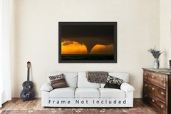 Storm Photography Print – Picture of Large Tornado as Silhouette in Kansas