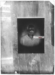 Glass Plate Vintage Photo Negative Black and White 6×9 cm Portrait Man Drawing