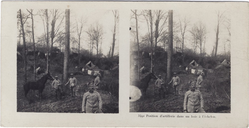 Grande Guerre Artillery WW1 Stereo Photo Vintage Tirage Original