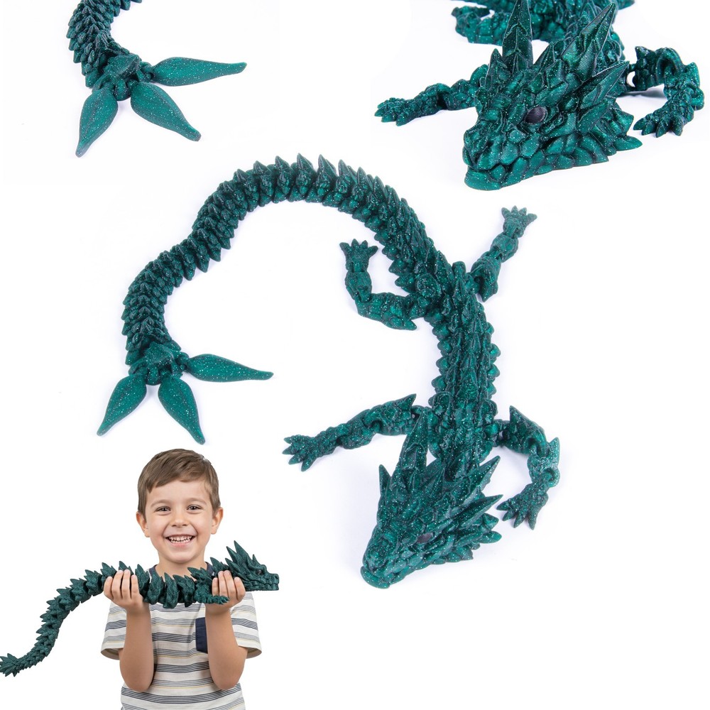 55cm Green Articulated Dragon 3D Printed Fidget Desk Decor Figure