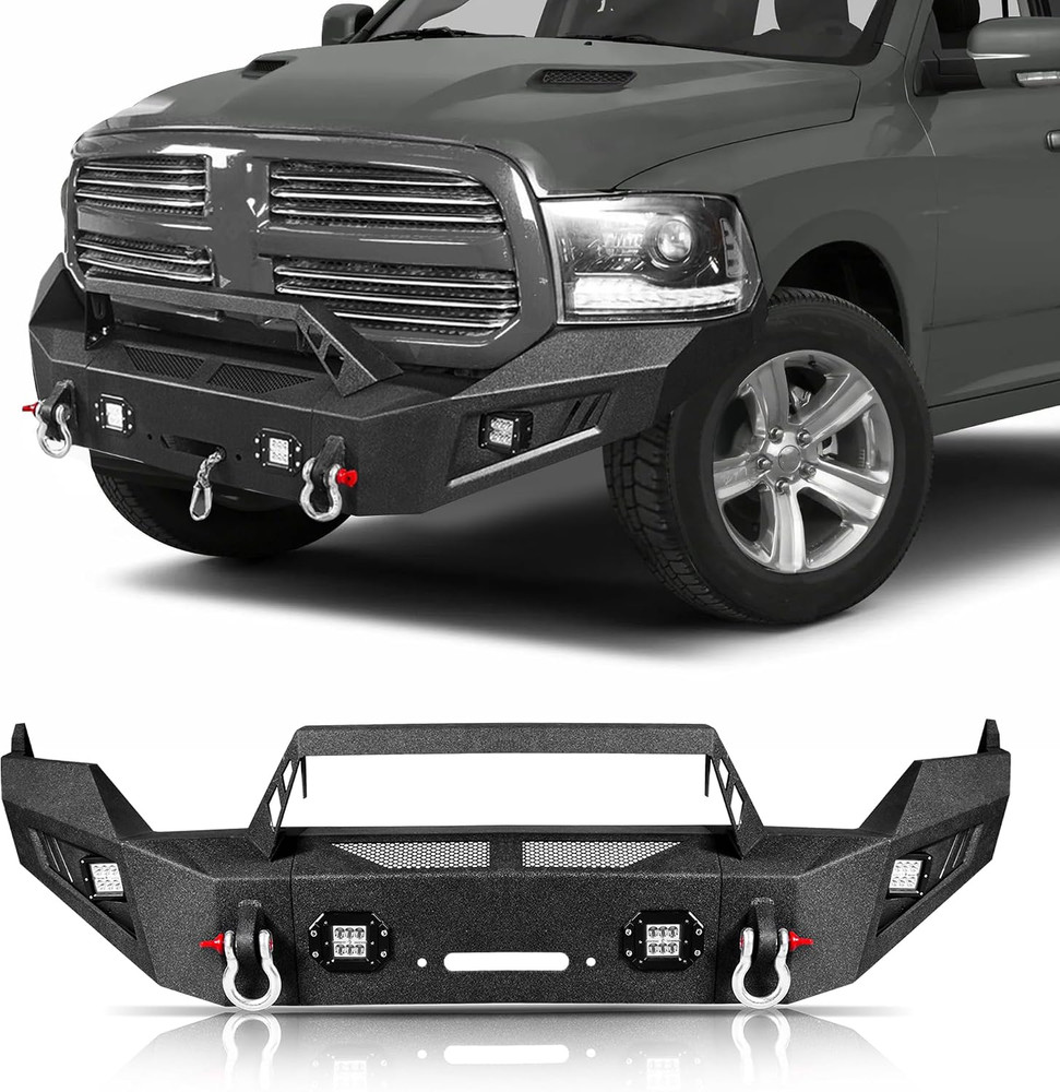 Off Road Front Bumper Fit for Ram 1500 2013-2018 | W/4 Lights, Winch Plate, Pre-