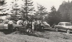 Vintage Photo People with Parked Car Vintage Passenger Car