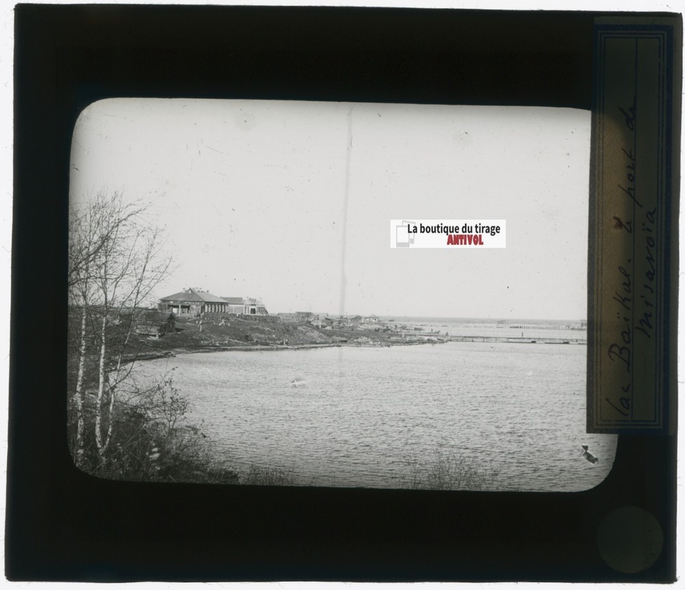 Lake Baikal, Russia, Photo Glass Plate, Black & White, Positive 8.5×10 Cm