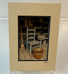Gamow signed Old Farm Chair on Porch Broom Bucket Photography Art 5″ x 7″ Mated