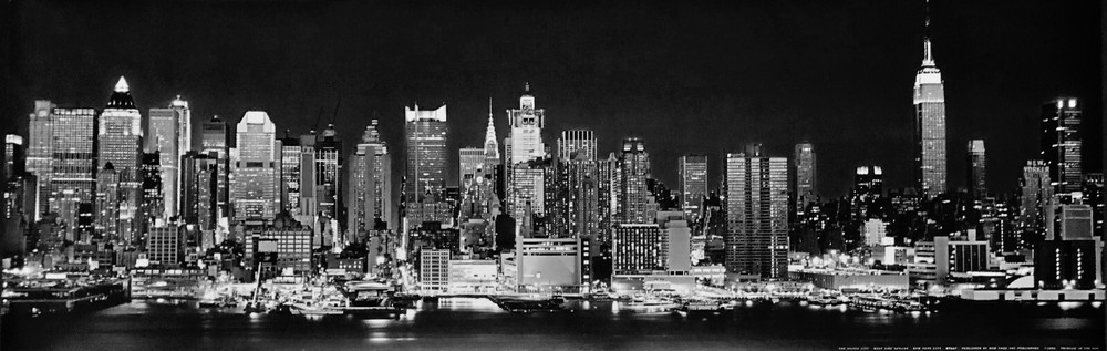New York City ~ West Side Skyline ~ 36″x 11.75″ Lithographic Poster