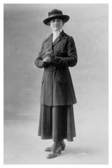 1914 Silver Halide Photo Of Army Nurse Displaying Outdoor Uniform With Caduceus