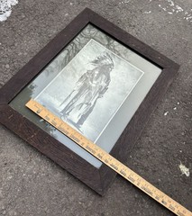 Vintage Print Omaha Chief, Black Bird , 9×13, Wood Frame , Heyn 1890’s