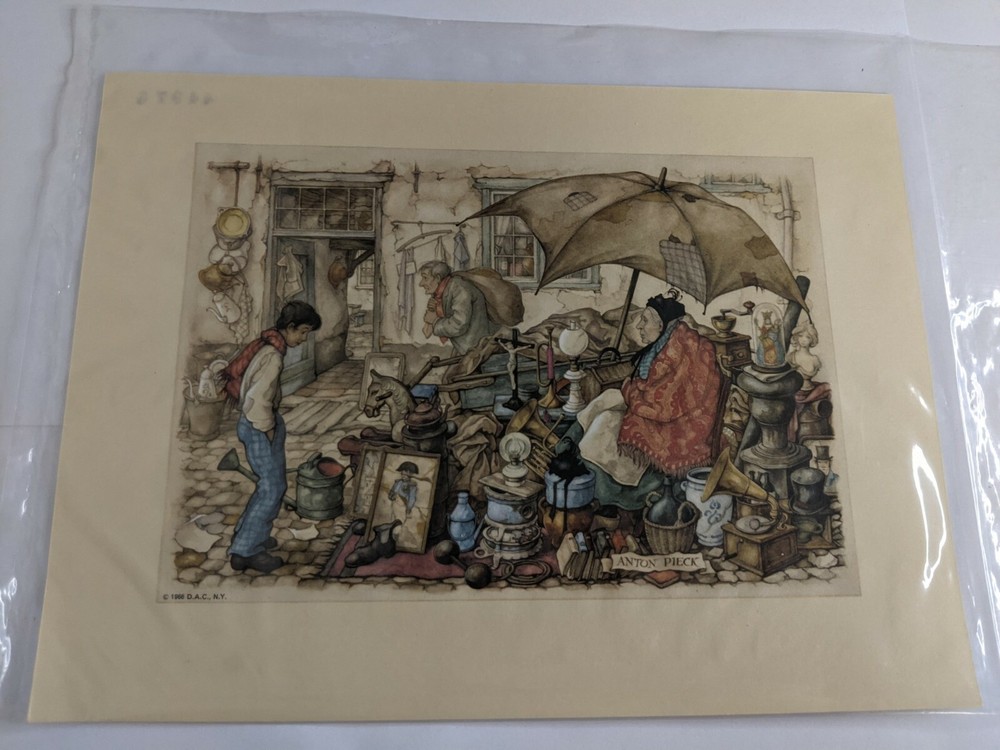 Anton Pieck 1966 DAC NY print #44976 old women young boy market for sale