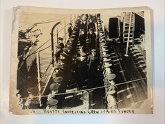 Real 8.5” x 6.5” Photo WW1 “Beatty Inspecting Crew Of A.V.S. Tender 1918