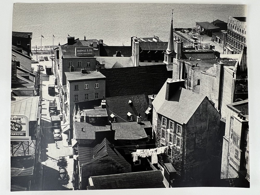 Vintage Large Black & White Photograph Photography Print Seaside Nautical Town