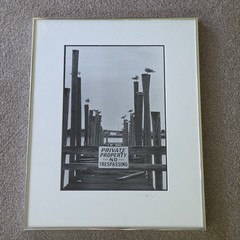 No Trespassing Signed Walter Pinkus BW Art Photo Outer Banks Ocracoke NC Coastal