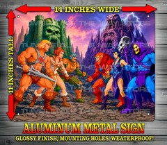 He Man & Skeletor Face Off Cartoon Metal Sign Wall Art 14″ x 11″